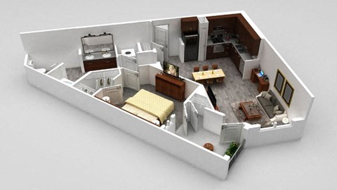 a floor plan of a house with a bedroom and a living room